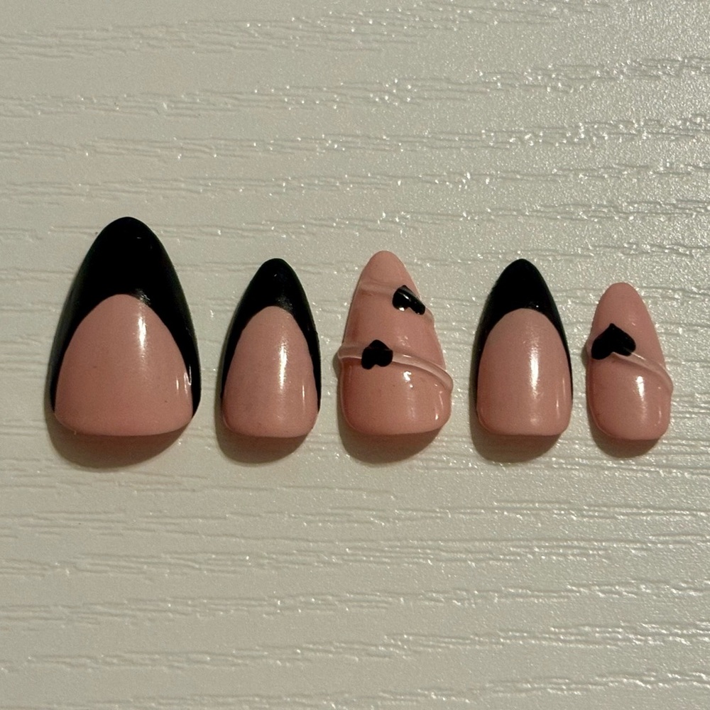 Black French tip press on nails